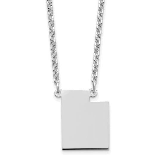 Sterling Silver Silver/Rhodium Plated Utah State Necklace
