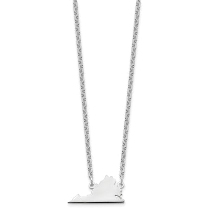 Sterling Silver Silver/Rhodium Plated Virginia State Necklace