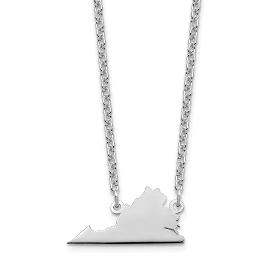 Sterling Silver Silver/Rhodium Plated Virginia State Necklace