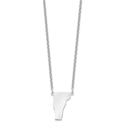 Sterling Silver Silver/Rhodium Plated Vermont State Necklace