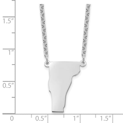 Sterling Silver Silver/Rhodium Plated Vermont State Necklace