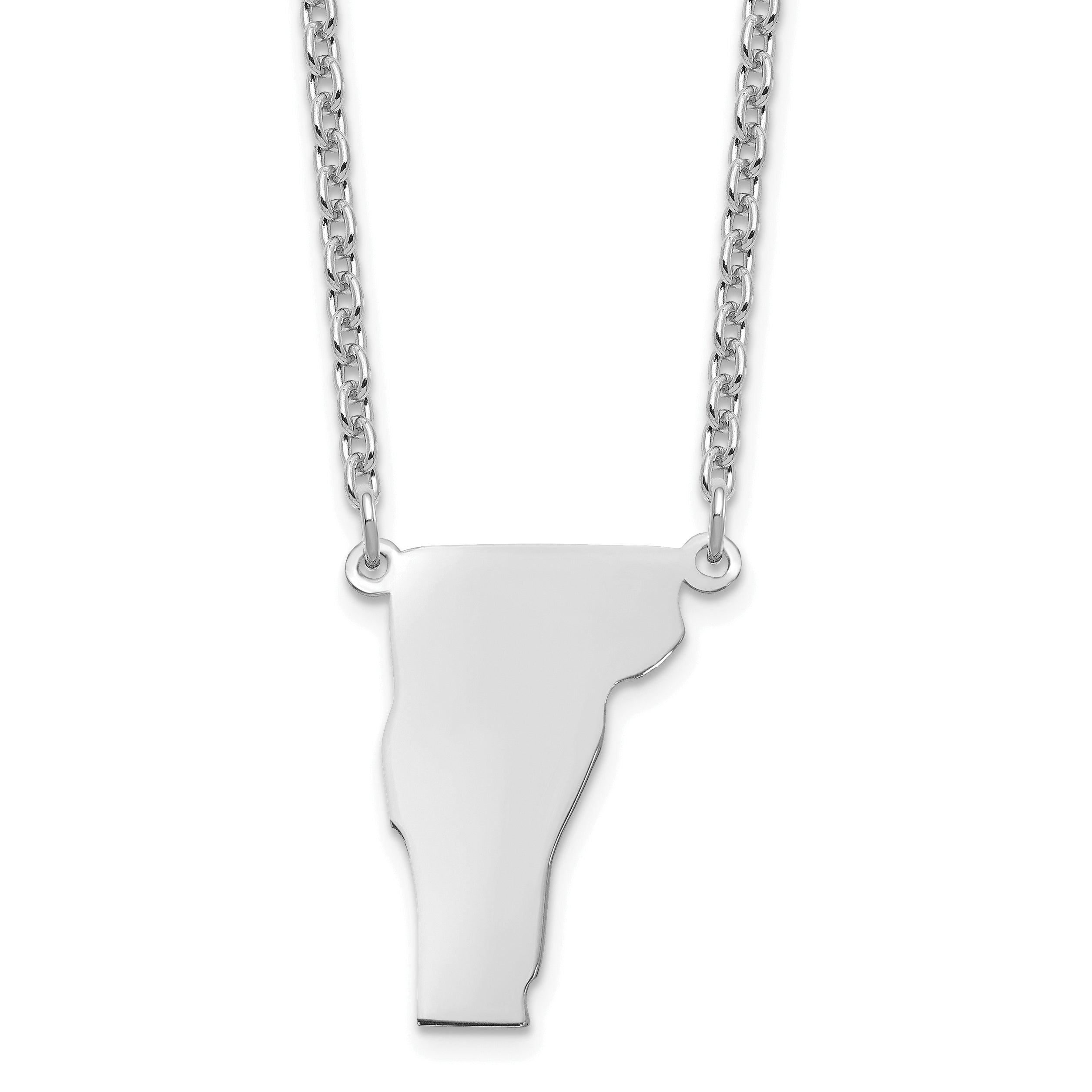 Sterling Silver Silver/Rhodium Plated Vermont State Necklace