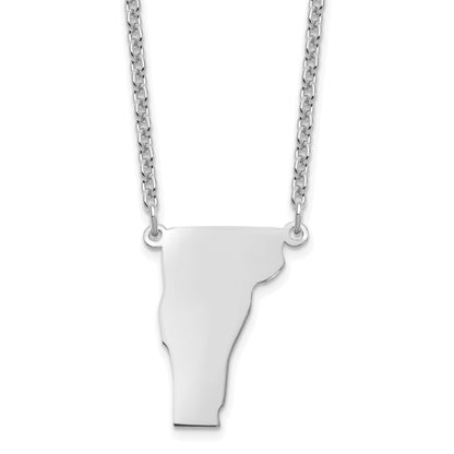 Sterling Silver Silver/Rhodium Plated Vermont State Necklace