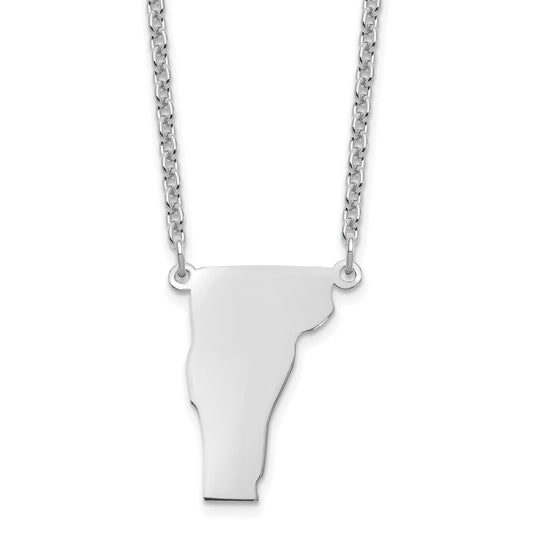 Sterling Silver Silver/Rhodium Plated Vermont State Necklace