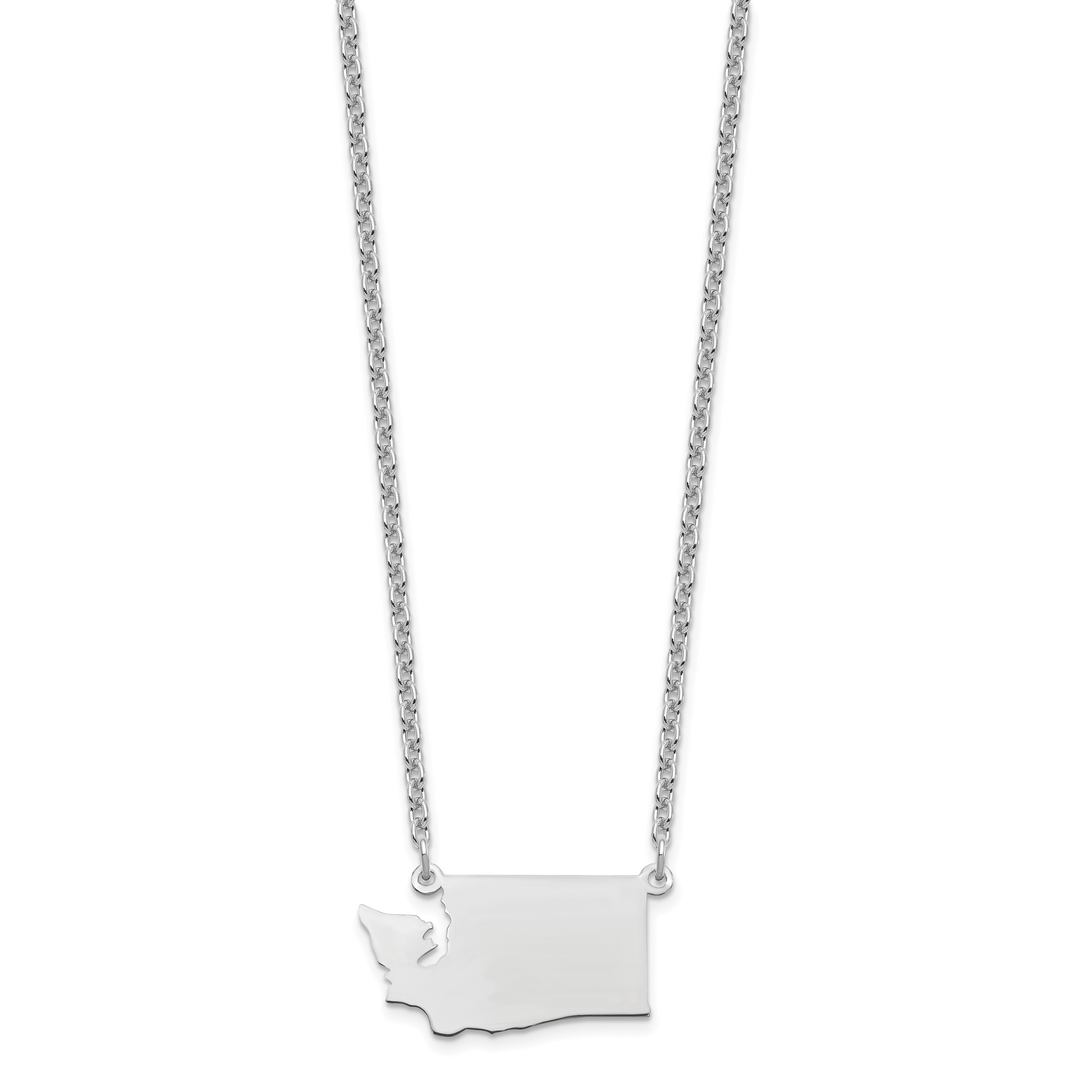 Sterling Silver Silver/Rhodium Plated Washington State Necklace