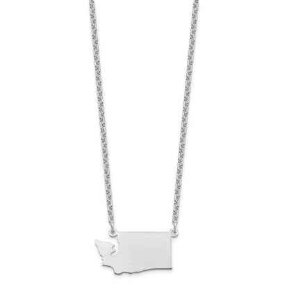 Sterling Silver Silver/Rhodium Plated Washington State Necklace