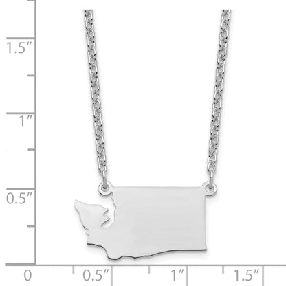 Sterling Silver Silver/Rhodium Plated Washington State Necklace
