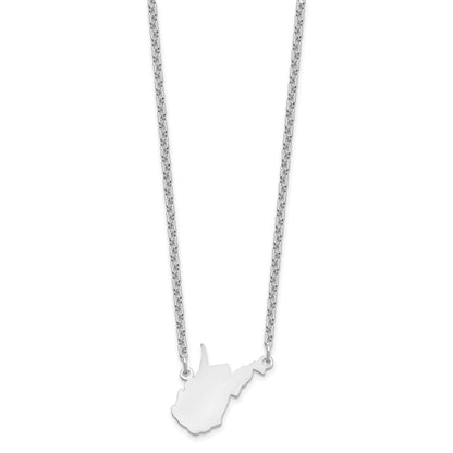 Sterling Silver Silver/Rhodium Plated West Virginia State Necklace