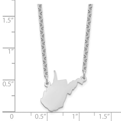 Sterling Silver Silver/Rhodium Plated West Virginia State Necklace