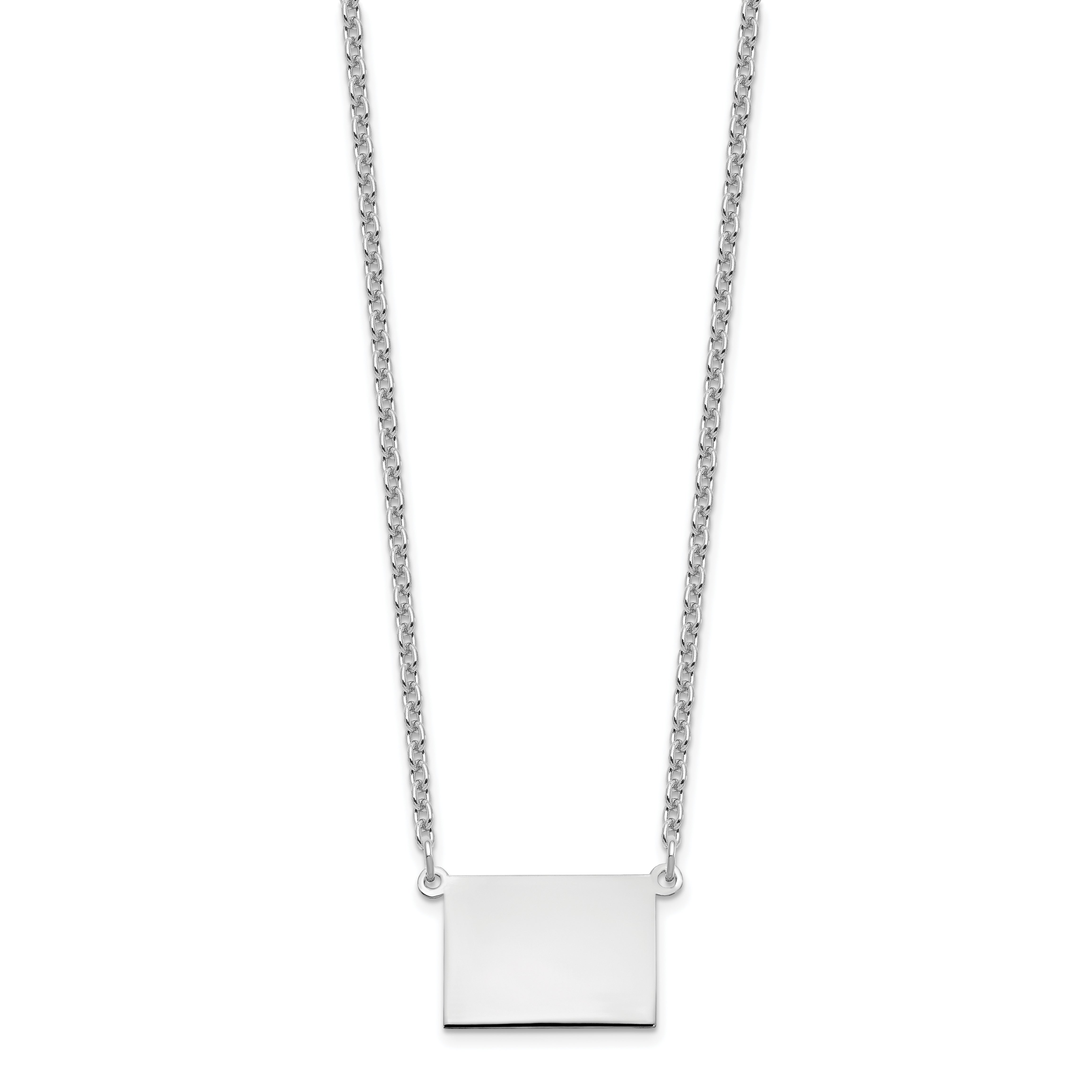 Sterling Silver Silver/Rhodium Plated Wyoming State Necklace