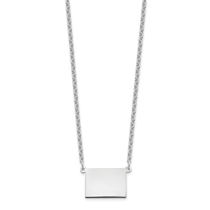 Sterling Silver Silver/Rhodium Plated Wyoming State Necklace