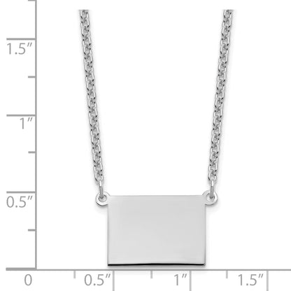 Sterling Silver Silver/Rhodium Plated Wyoming State Necklace