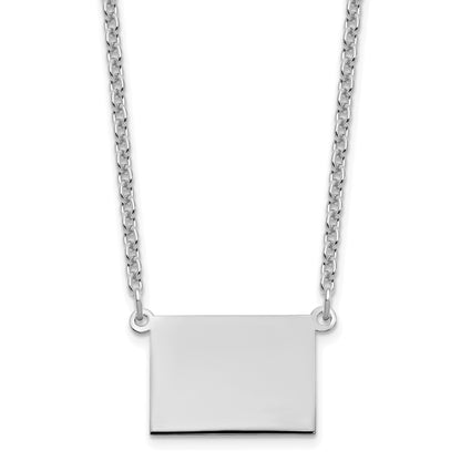 Sterling Silver Silver/Rhodium Plated Wyoming State Necklace