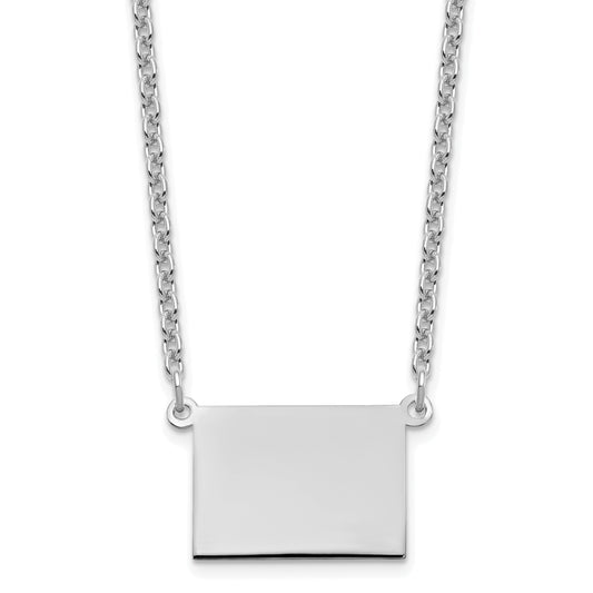 Sterling Silver Silver/Rhodium Plated Wyoming State Necklace