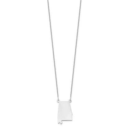 14K White Gold 14Kw Alabama State Necklace