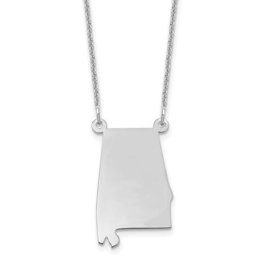14K White Gold 14Kw Alabama State Necklace