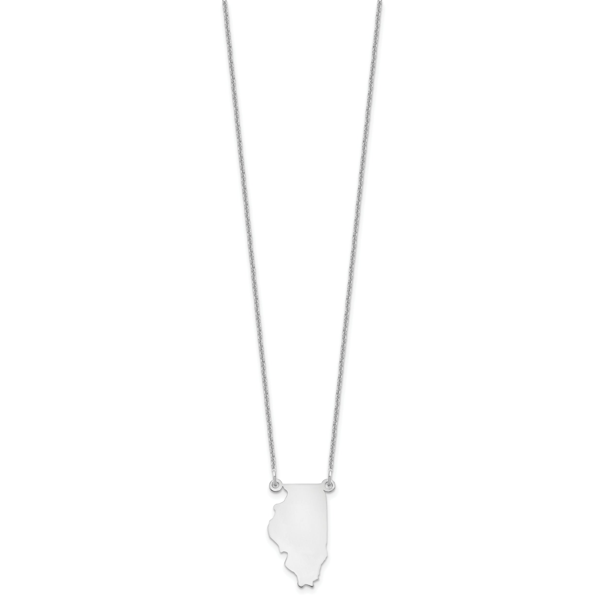 14K White Gold 14Kw Illinois State Necklace