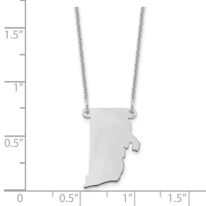 Sterling Silver Silver/Rhodium Plated Rhode Island State Necklace