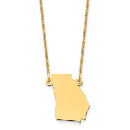 14K Yellow Gold 14Ky Georgia State Necklace