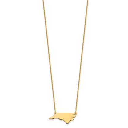 14K Yellow Gold 14Ky North Carolina State Necklace
