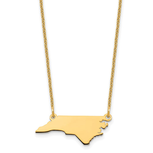 14K Yellow Gold 14Ky North Carolina State Necklace