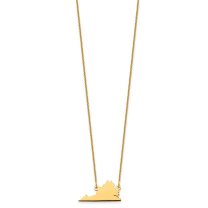 14K Yellow Gold 14Ky Virginia State Necklace