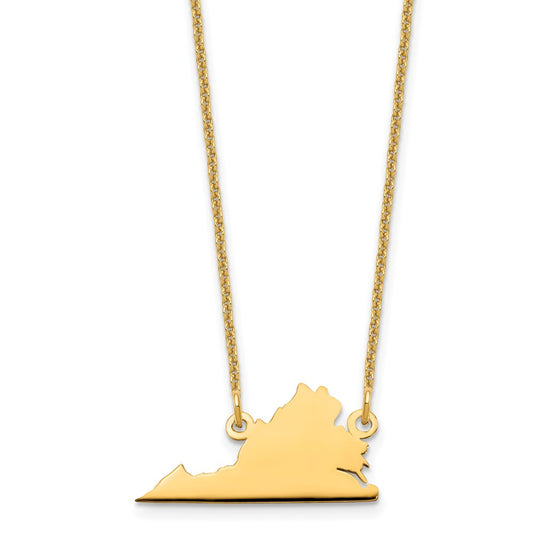 14K Yellow Gold 14Ky Virginia State Necklace