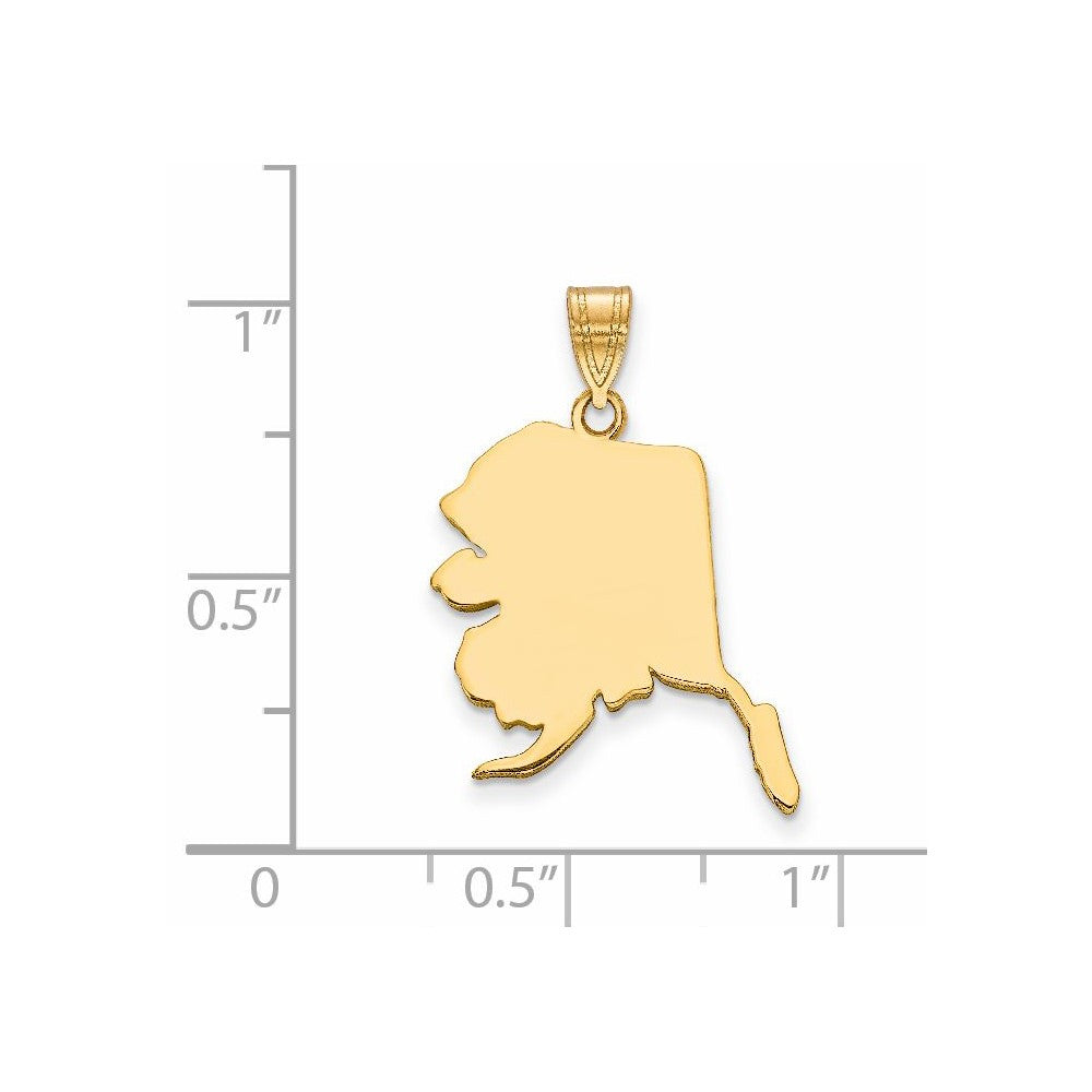 14k Yellow Gold 14KY Alaska State Pendant