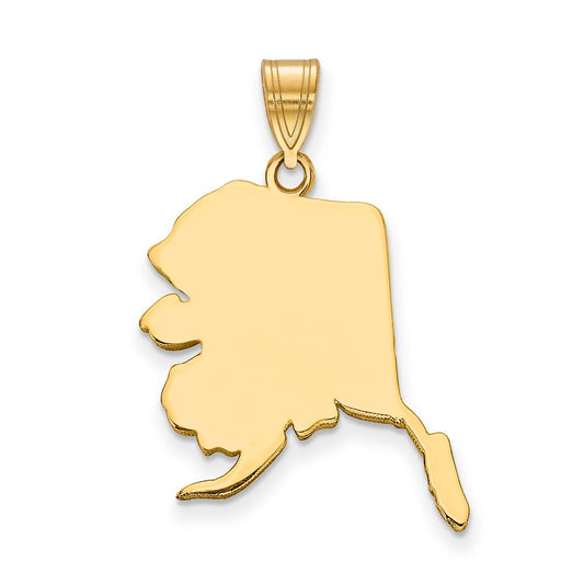 14k Yellow Gold 14KY Alaska State Pendant