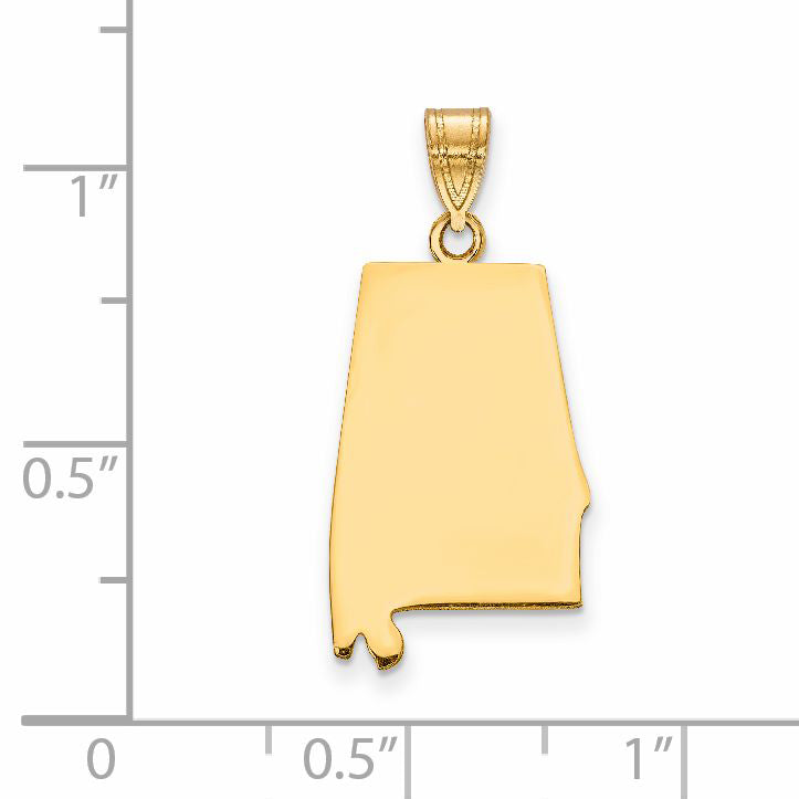 14k Yellow Gold 14KY Alabama State Pendant