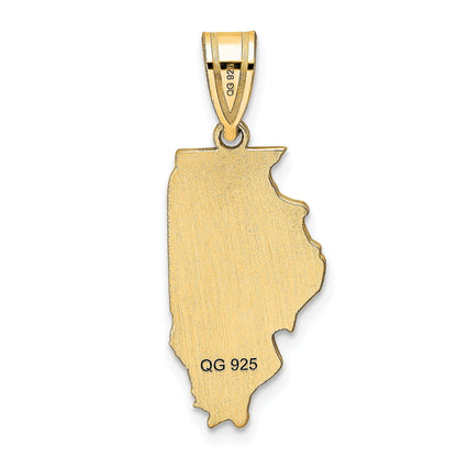 14k Yellow Gold 14KY Illinois State Pendant