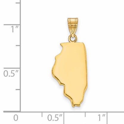 14k Yellow Gold 14KY Illinois State Pendant