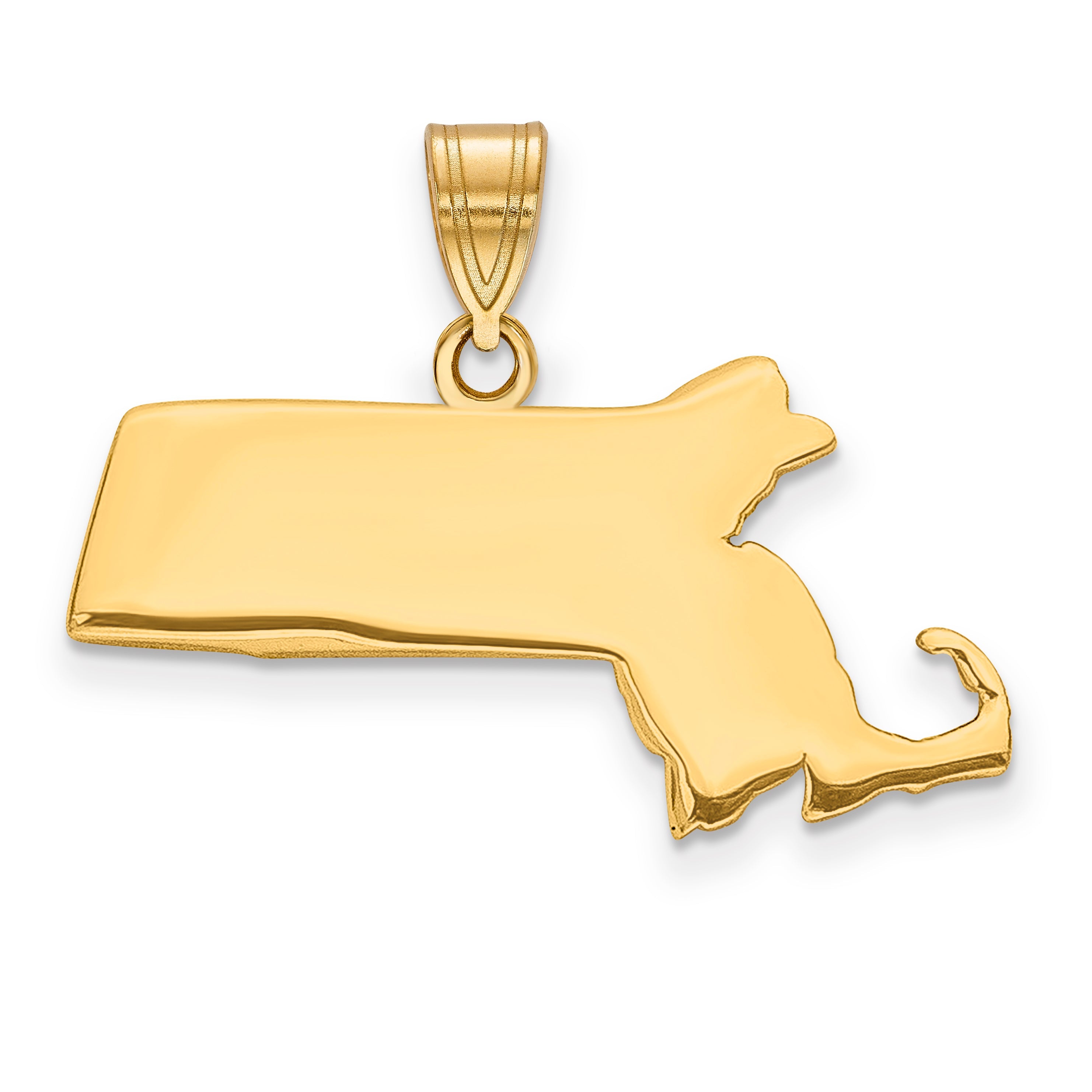 14k Yellow Gold 14KY Massachusetts State Pendant