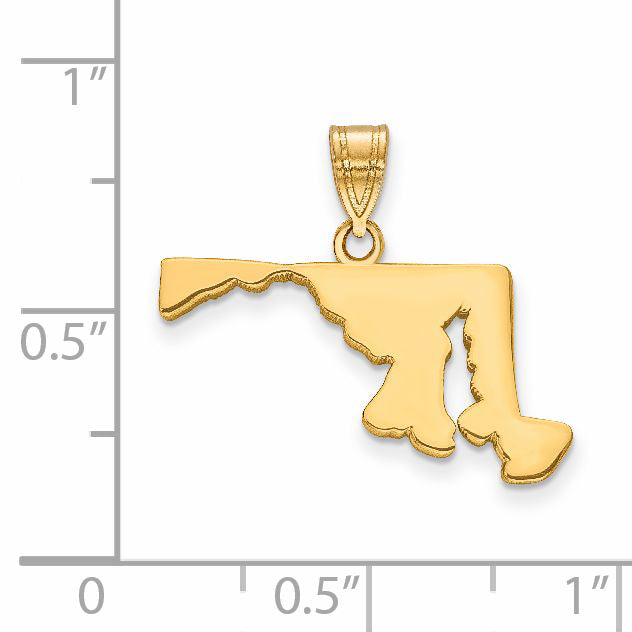14K Yellow Gold 14Ky Maryland State Pendant