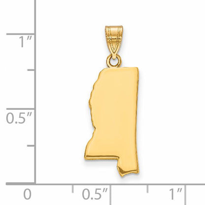 14k Yellow Gold 14KY Mississippi State Pendant