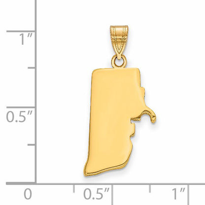 14k Yellow Gold 14KY Rhode Island State Pendant