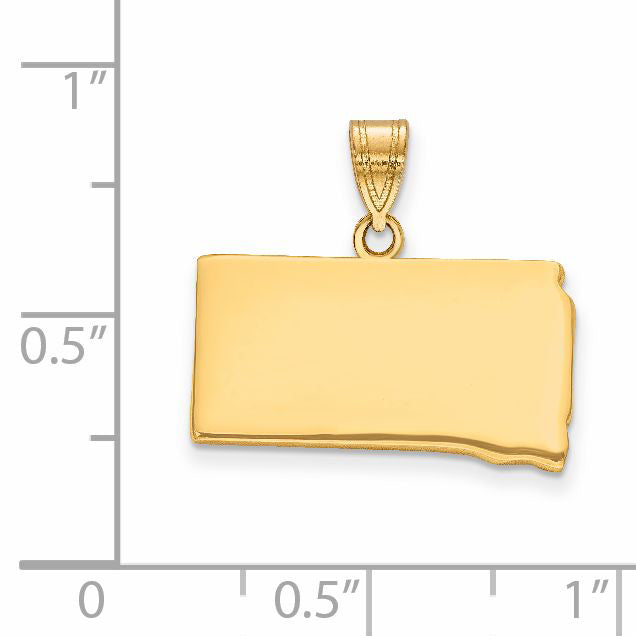 14K Yellow Gold 14Ky South Dakota State Pendant