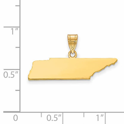 14k Yellow Gold 14KY Tennessee State Pendant