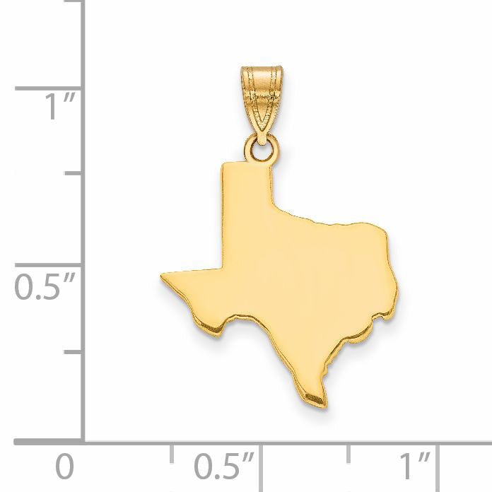 14k Yellow Gold 14KY Texas State Pendant