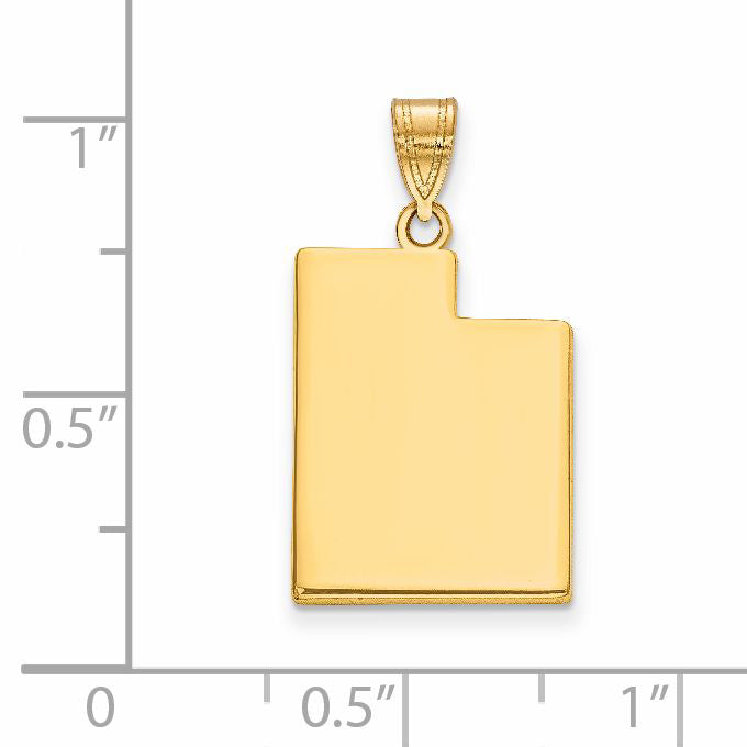 14K Yellow Gold 14Ky Utah State Pendant