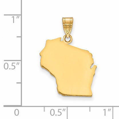 14K Yellow Gold 14Ky Wisconsin State Pendant