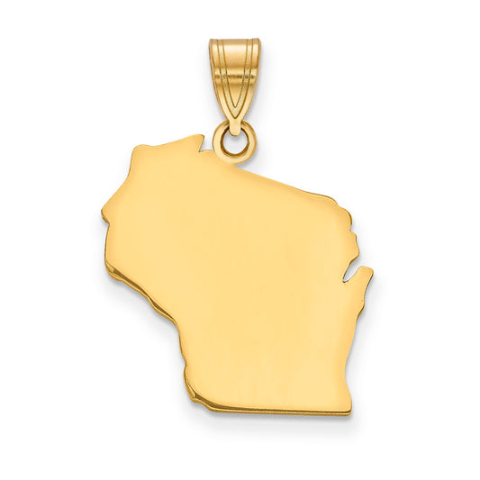 14K Yellow Gold 14Ky Wisconsin State Pendant