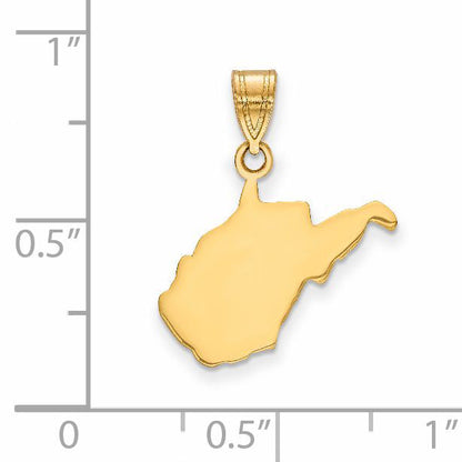 14k Yellow Gold 14KY West Virginia State Pendant