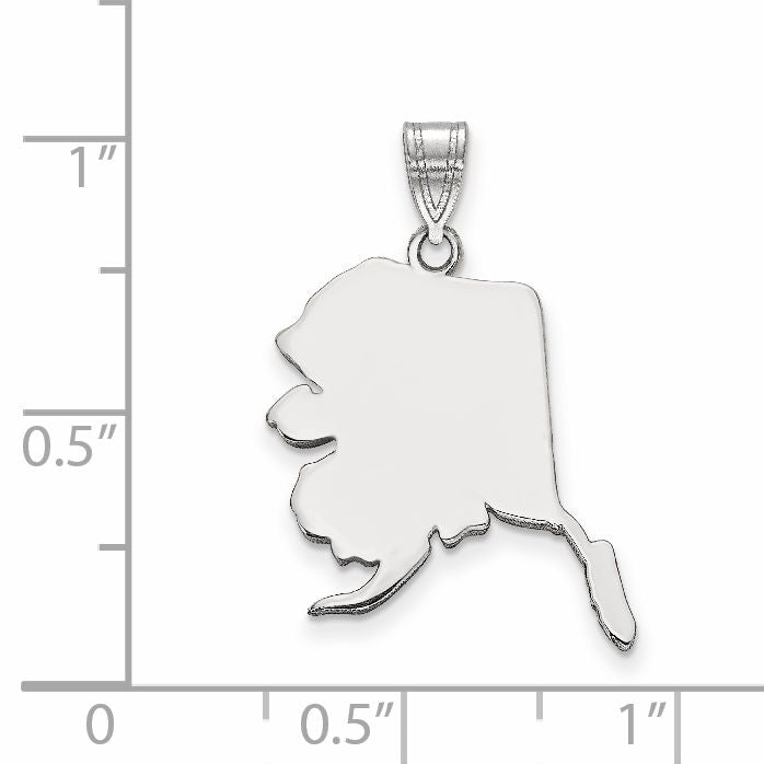 14k White Gold 14KW Alaska State Pendant
