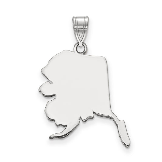 Sterling Silver Silver/Rhodium Plated Alaska State Pendant
