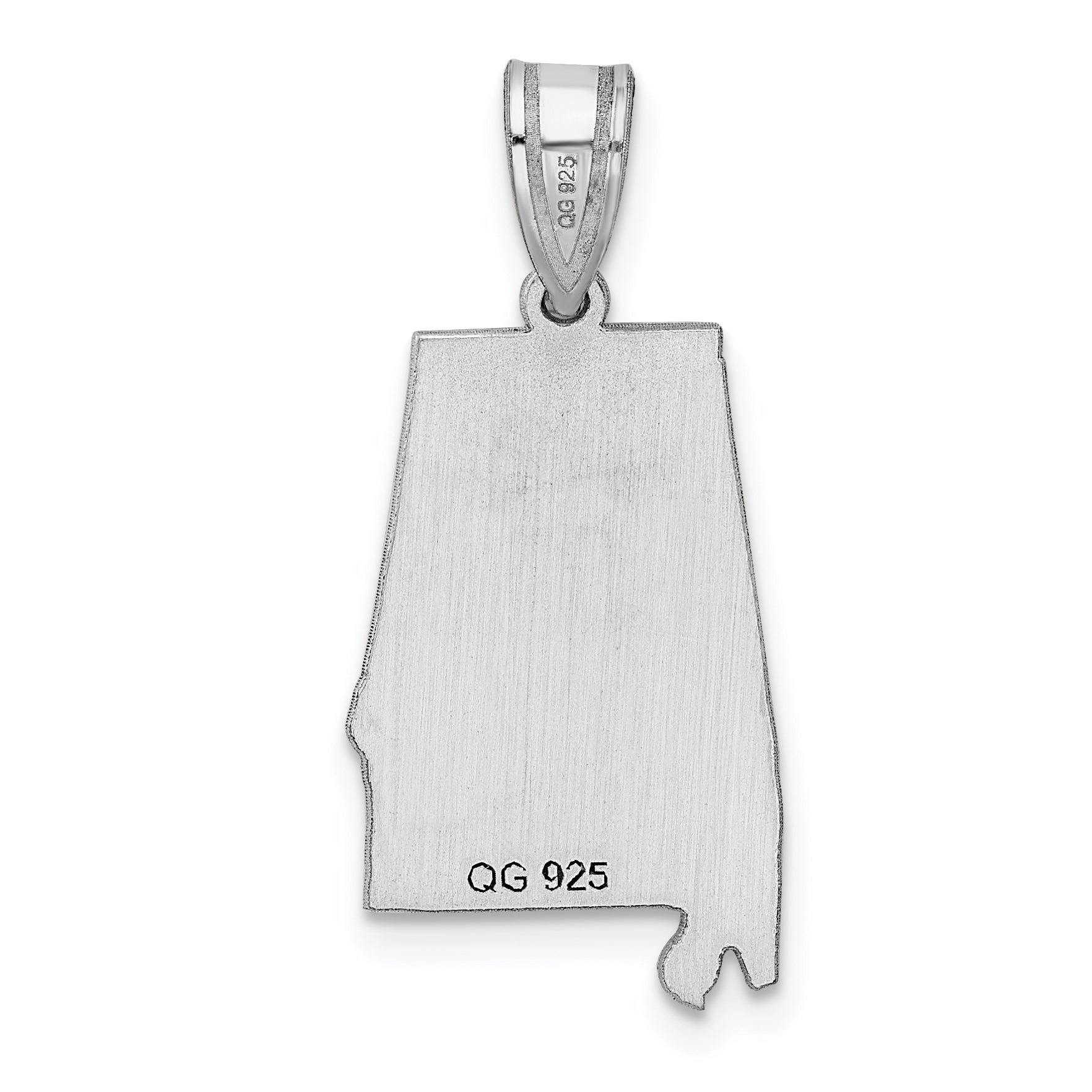 Sterling Silver Silver/Rhodium Plated Alabama State Pendant
