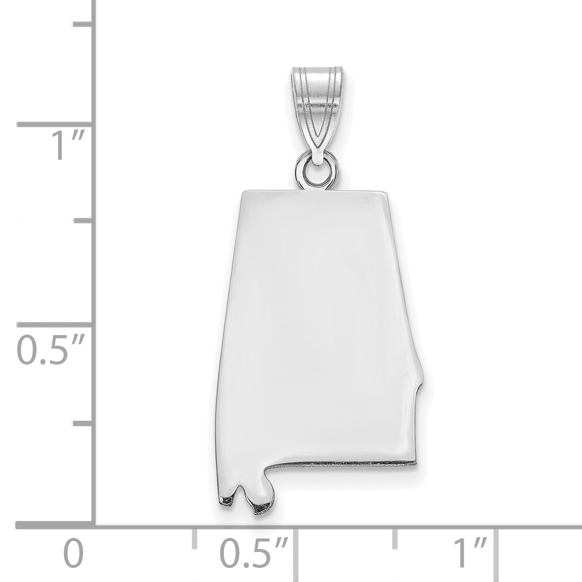 14k White Gold 14KW Alabama State Pendant