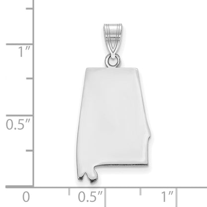 Sterling Silver Silver/Rhodium Plated Alabama State Pendant