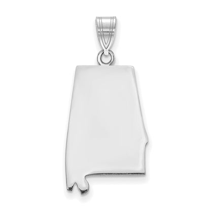 Sterling Silver Silver/Rhodium Plated Alabama State Pendant