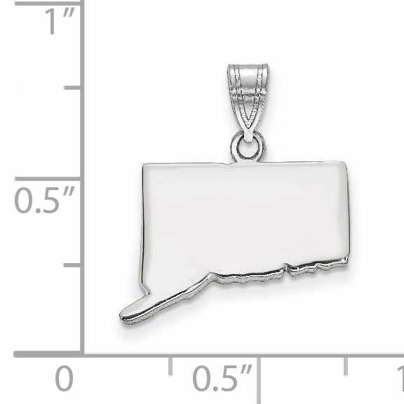 Sterling Silver Silver/Rhodium Plated Connecticut State Pendant